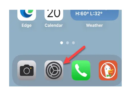 Settings app on iPhone