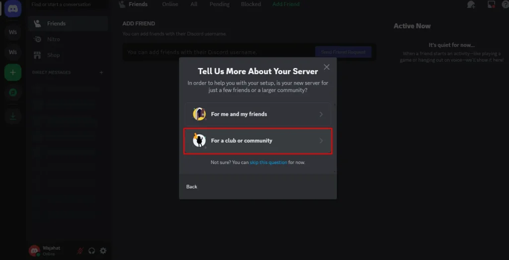 choose the For a Club or Community button.