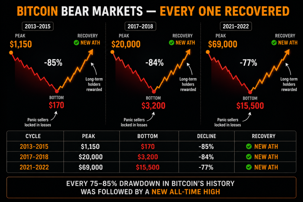 Image showing the timeline of bitcoin bear markets