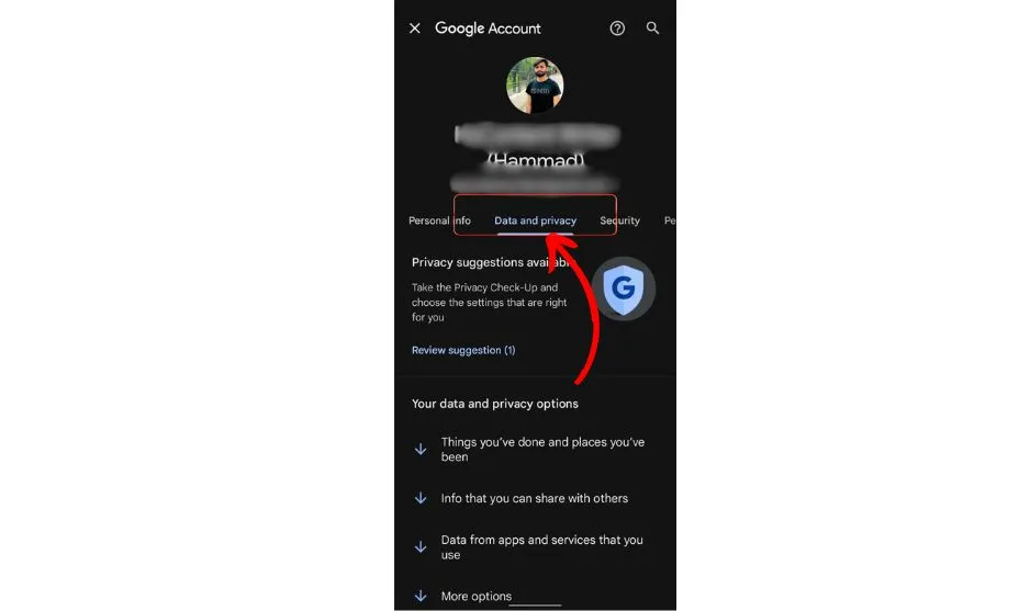 Choose Data and Privacy and scroll to the bottom