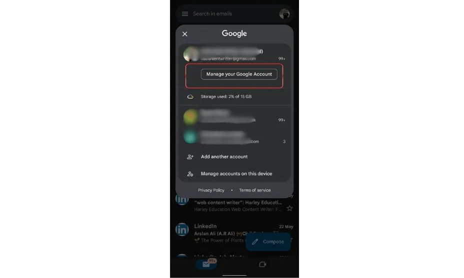 Click on the Profile icon and then Click Manage