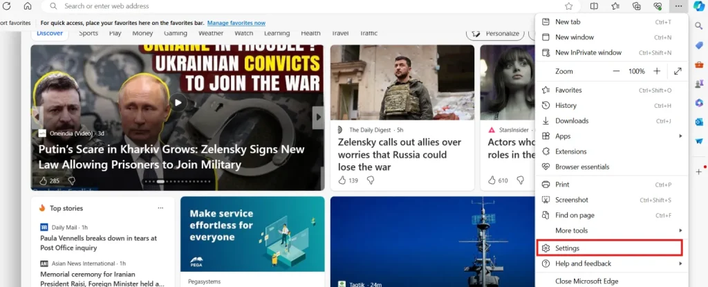 Click the three horizontal dots on your browser