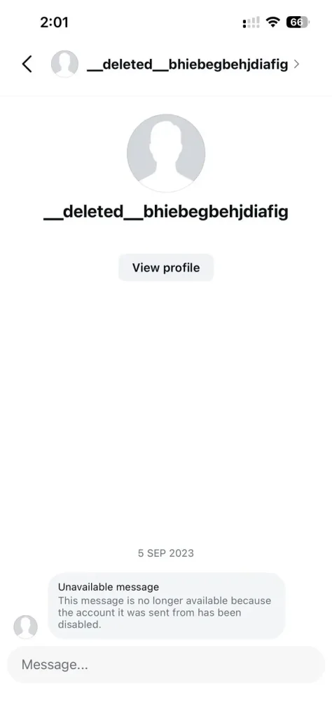 Screenshot of DM of a person who has blocked me | By Nogentech