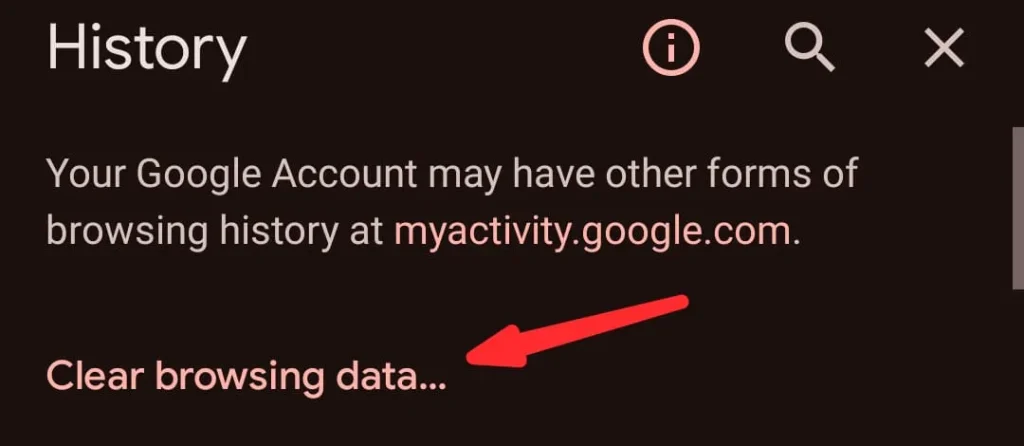 Clear Browsing Data button