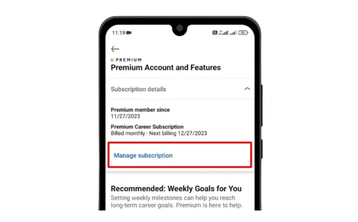 Manage subscription