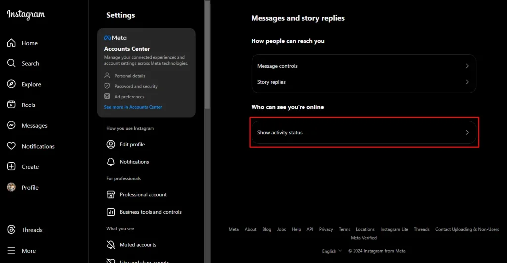 Show activity status