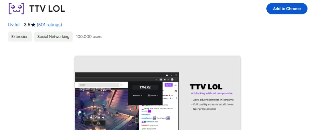 TTV LOL chrome extention screenshot
