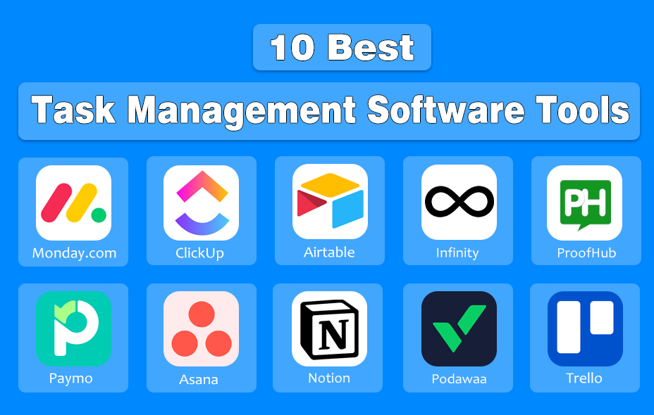 Logos of 10 Best Task Management Software Tools