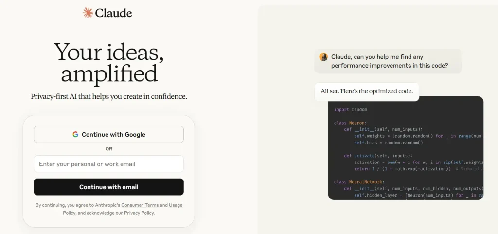 Claude AI Login Page