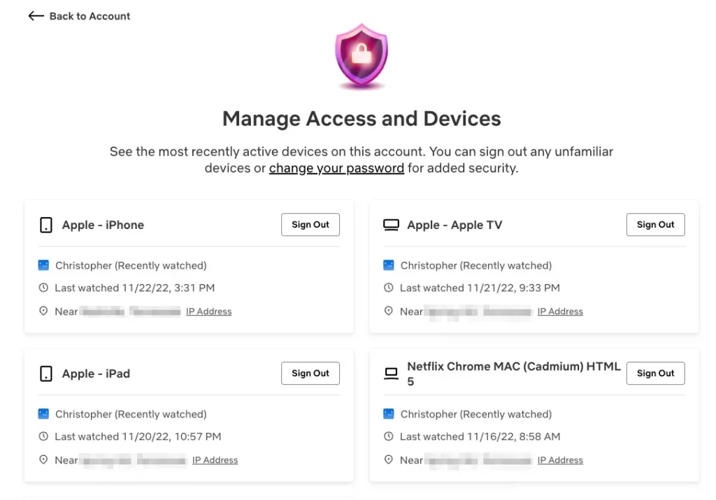 Go to Security & Privacy and choose Manage Access and Devices