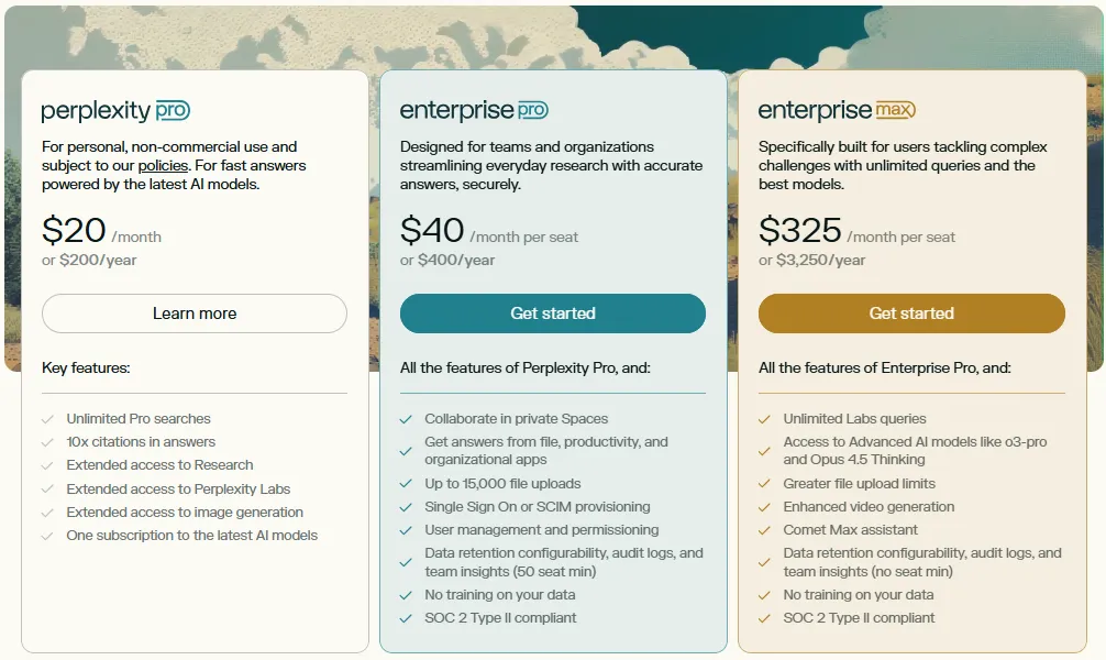 Perplexity AI Pricing