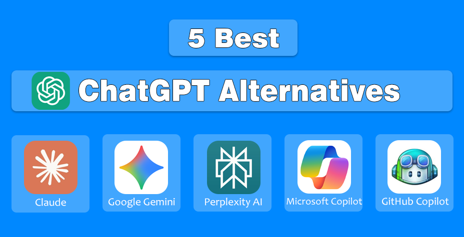 Image of Logos of Five Best ChatGPT Alternatives | Designed by NogenTech