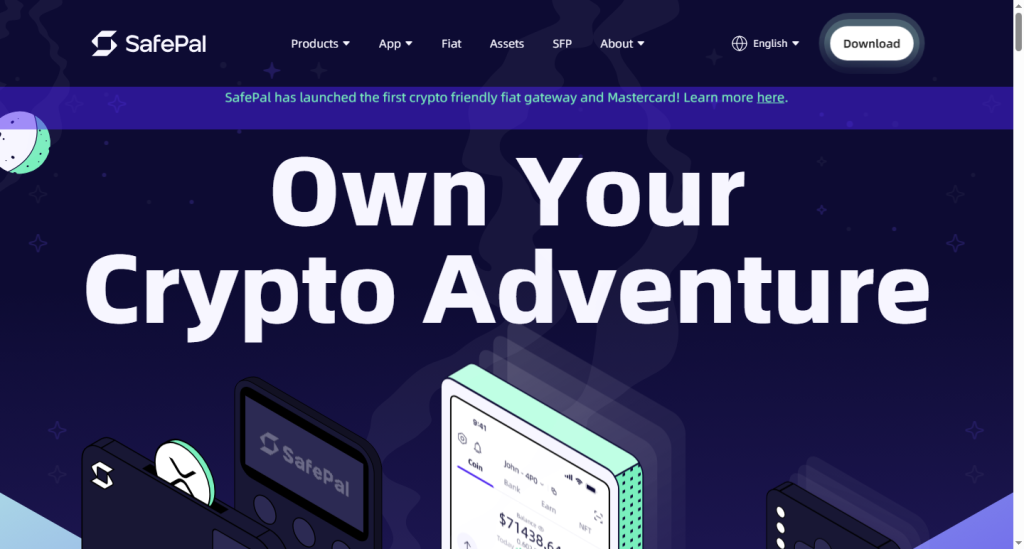 Home page screenshot of SafePal S1