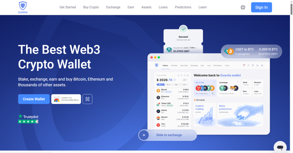 Home Page screenshot of Guarda