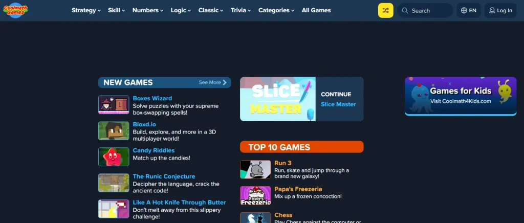 Access the Cool Math Games