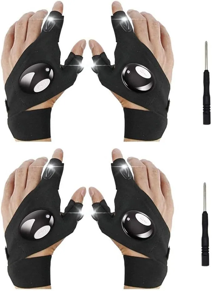 Fingerless LED Flashlight Gloves