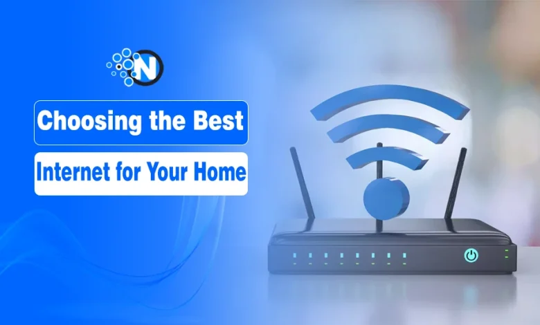 Choosing the best home internet provider concept with WiFi router and connectivity symbol representing internet options and speed comparison