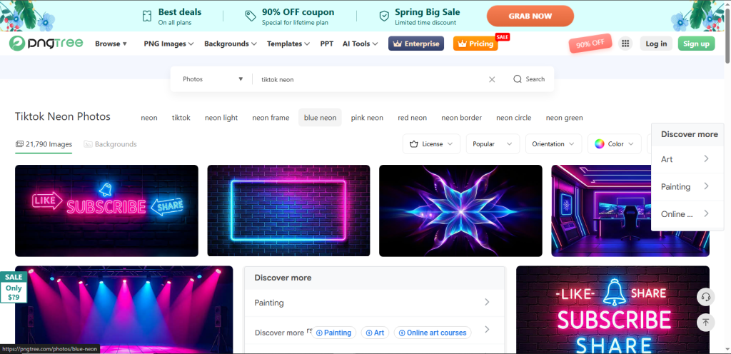 Screenshot from search results for tiktok neon by nogenTech