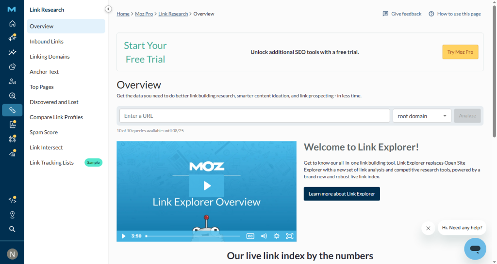 screenshot of ink explorer tool for backlink analysis.