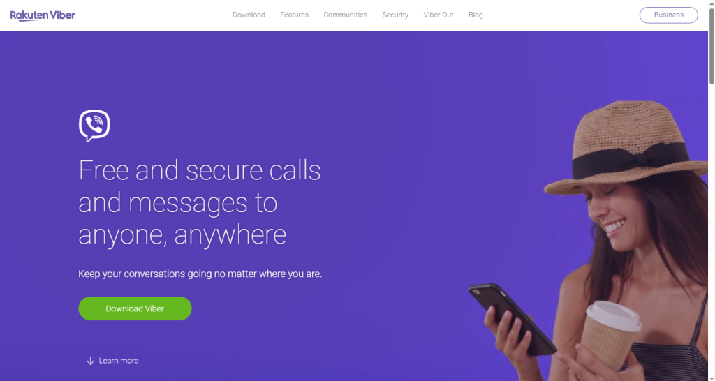 Home Page screenshot of Viber