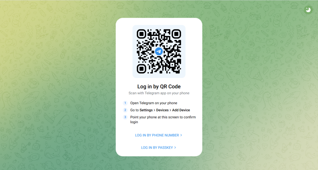 Home page screesnhot of Telegram