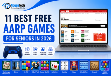 Featured image showing the 11 best free AARP games for seniors in 2026, including Solitaire, Mahjongg, Sudoku, Word Wipe, Outspell, and other browser-based games.