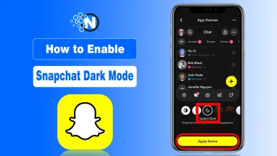 Snapchat app showing Dark Mode activation steps on smartphone