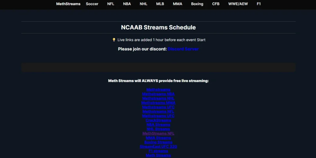 Join the Discord Server on MethStreams!
