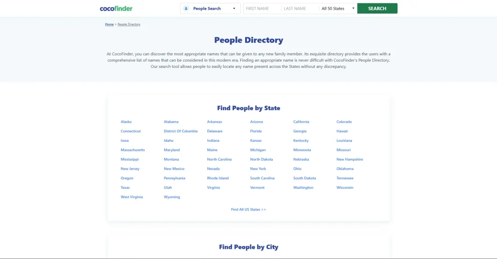 Screenshot of Cocofinder People Directory