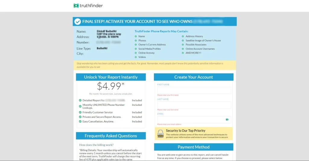 Step 4 of reverse phone lookup process using Cocofinder