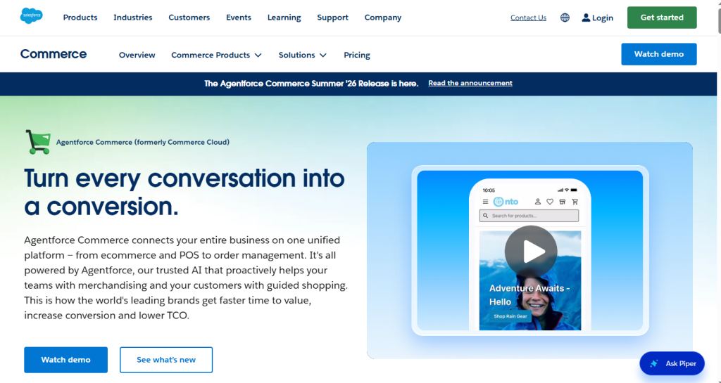 Home page screenshot of Salesforce