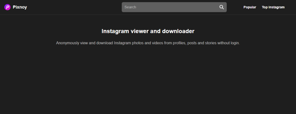 Screenshot of pixwox (pixnoy) home page by NogenTech