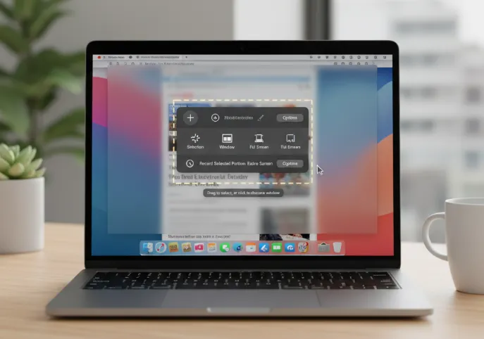 A MacBook showing snipping option on it's screen