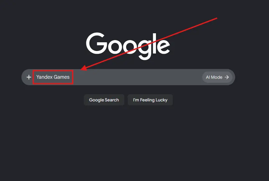 Step 1 of how to play games on Yandex Games