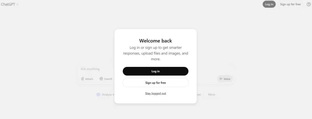 ChatGPT Home for Login and Sign Up