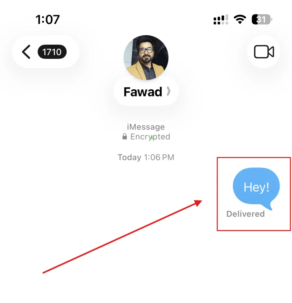 Screenshot of Delievered imessage by Nogentech
