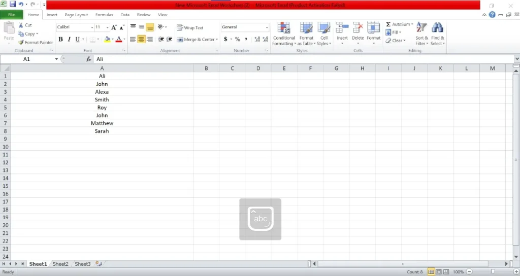 Excel spreadsheet with data range selected for duplicate removal.