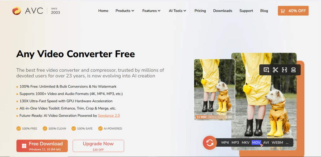 Screenshot from AVC homepage showing download the app options by NogenTech