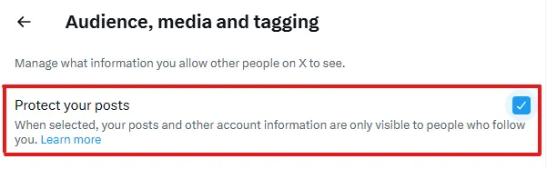 Protect your posts option to make account private