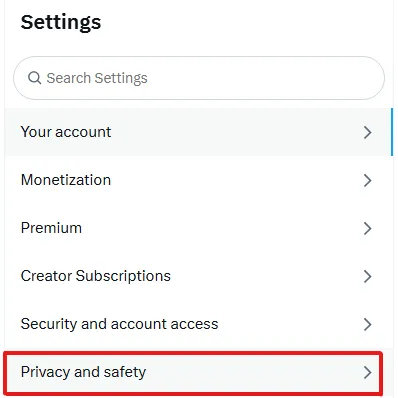 Privacy and safety in X Settings