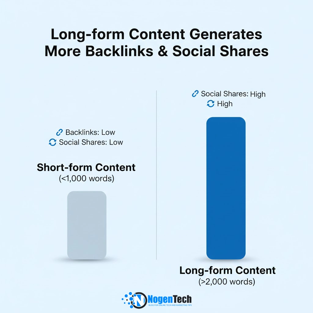 Infographics of Long-form Content Attracts More Backlinks | Designed by NogenTech