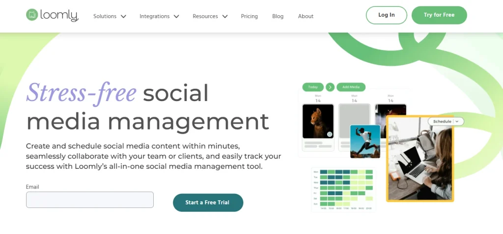 Loomly content calendar and workflow dashboard for social media planning.