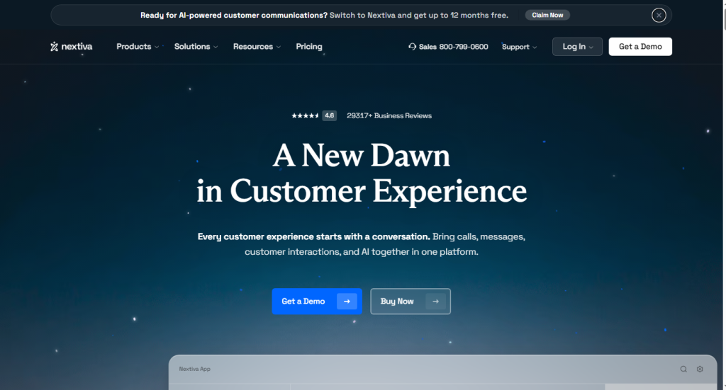 Screenshot of Home Page Nextvia