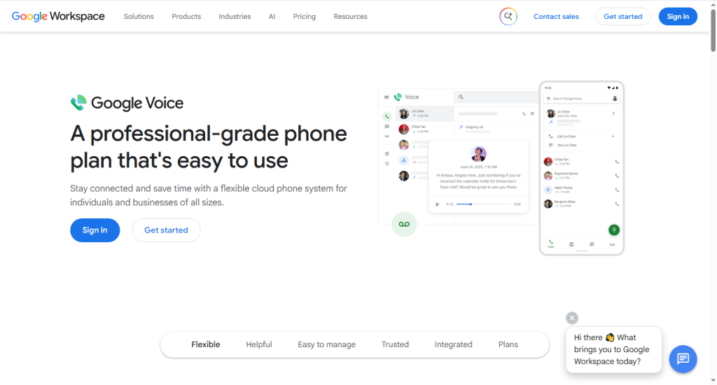 Home Page screenshot of Google Voice