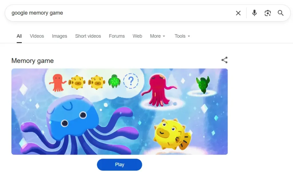 A Snapshot of Google Memory Game