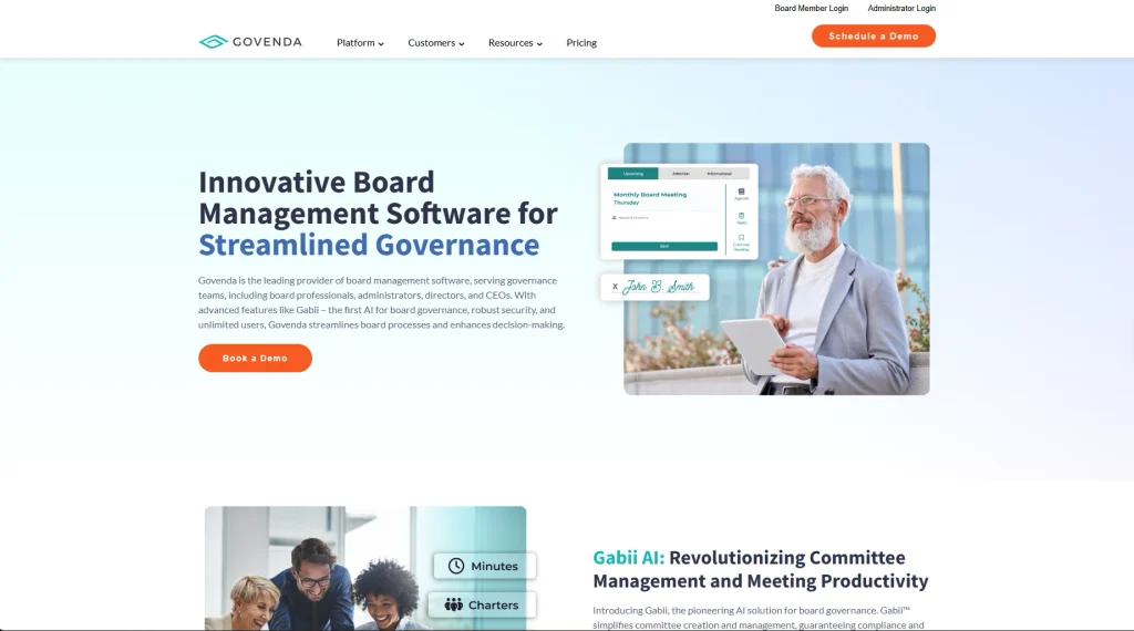 Screenshot of Govenda Homepage | Image Credit: Govenda