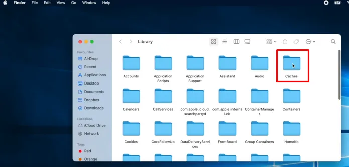 Open the cache folders