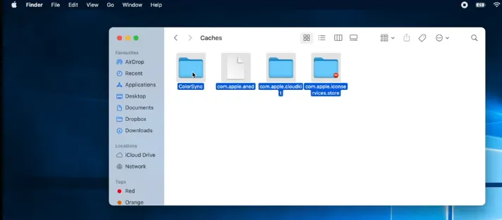 Select the necessary cache files and send them to the trash