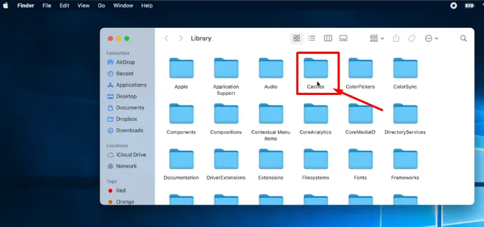 choose the Caches folder