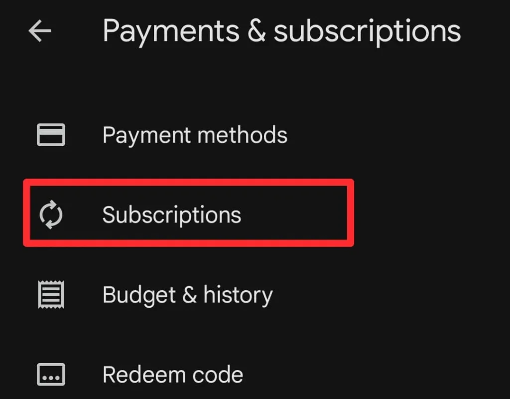 go to the Subscriptions.